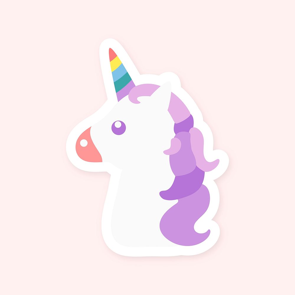 Cute unicorn with rainbow horn sticker