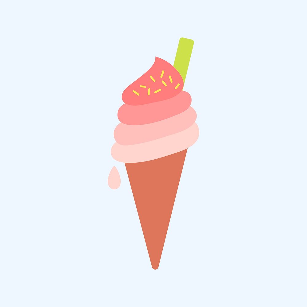 Cute ice cream cone sticker vector