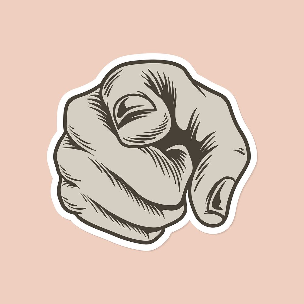 Hand drawn I want you hand sign sticker vector