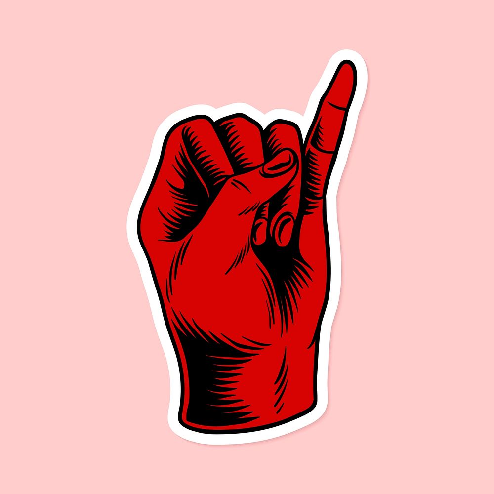Pinky finger sign language sticker design resource vector