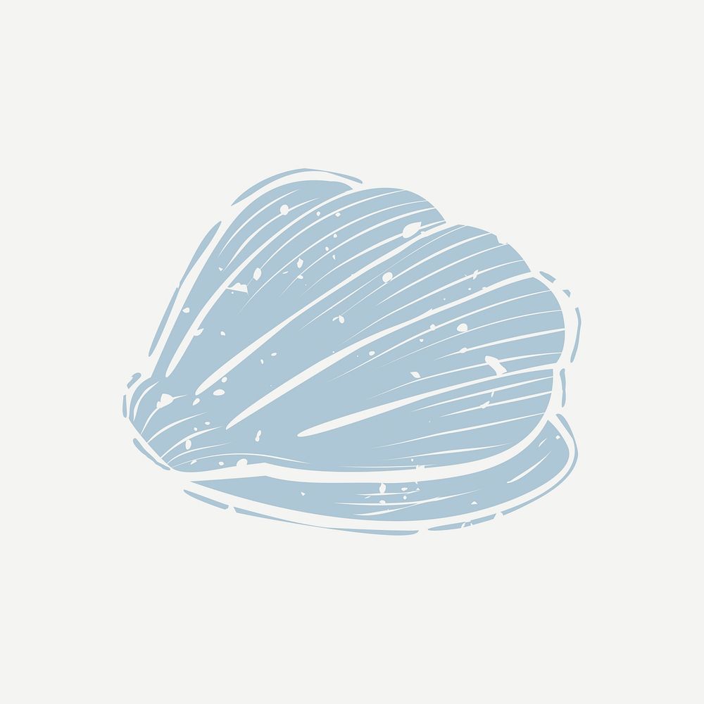 Muted blue seashell in cartoon illustration