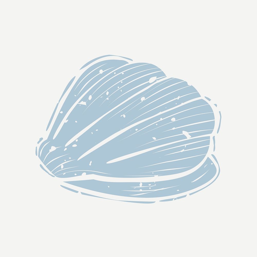 Muted blue seashell printmaking psd cute design element
