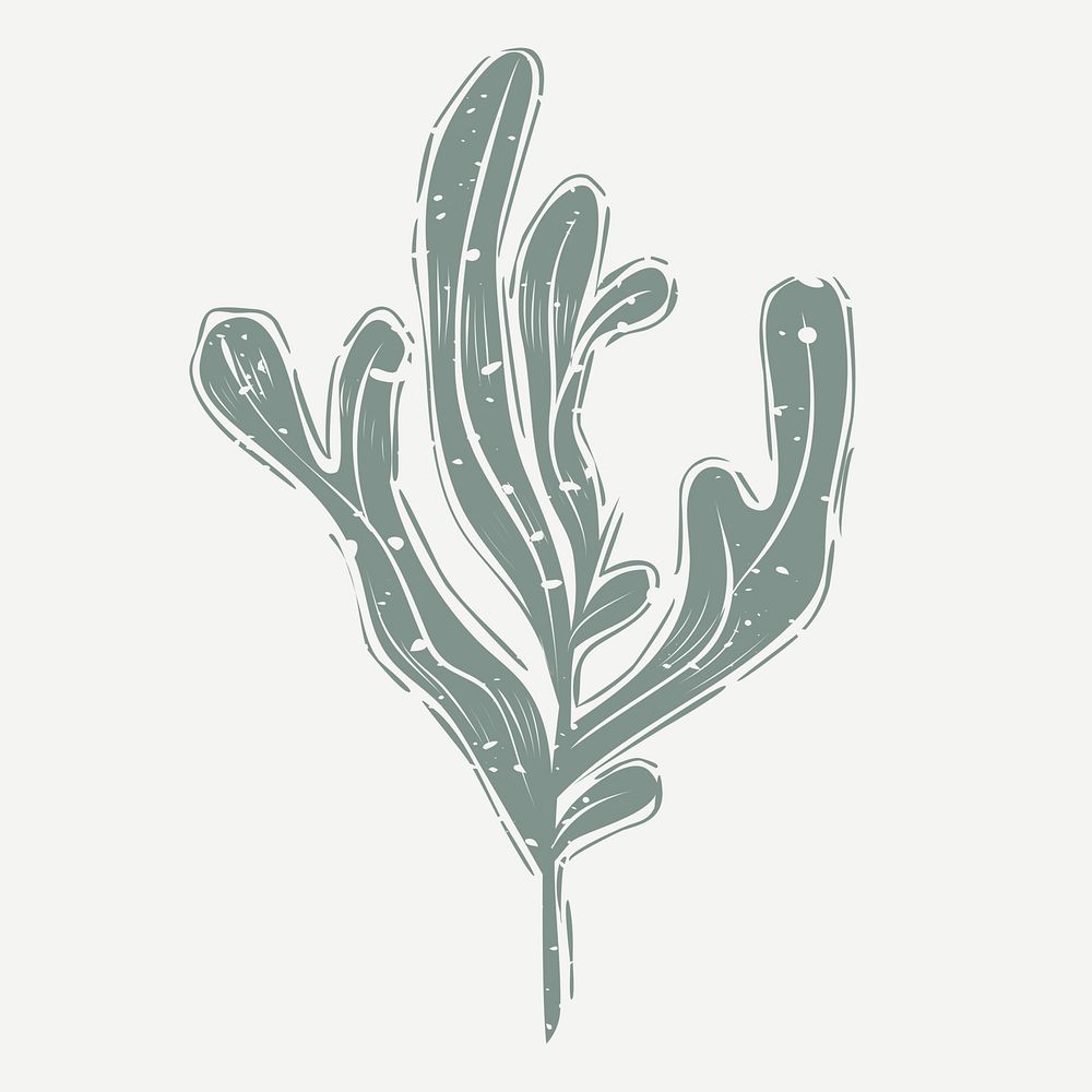 Muted green seaweed in cartoon illustration