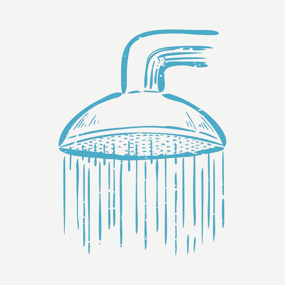 Rain shower linocut psd cute design element