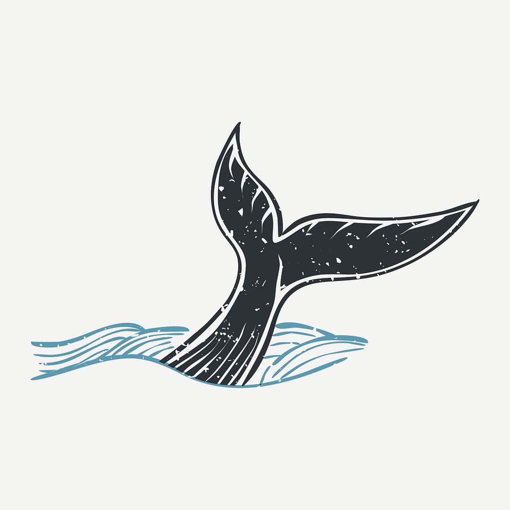 Whale tail printmaking in cute design element