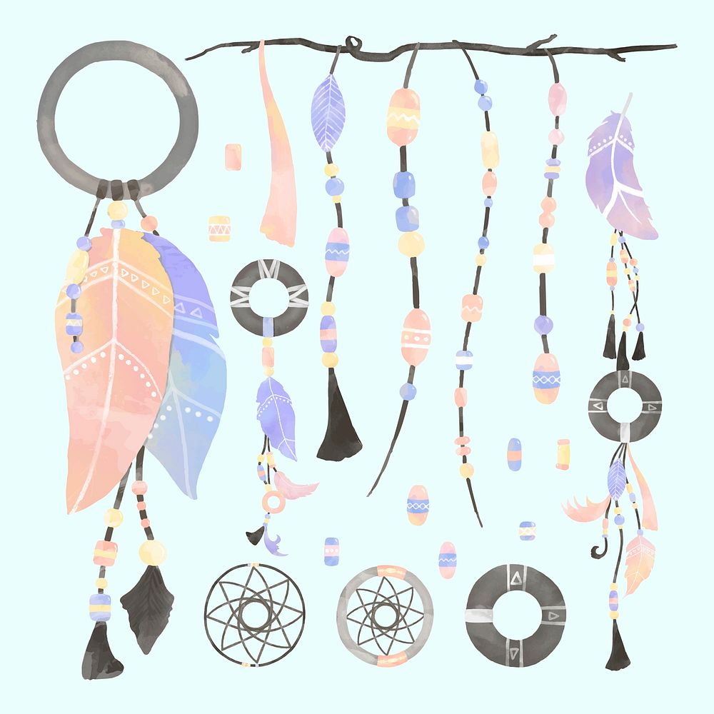 Pastel bohemian craft collection vector