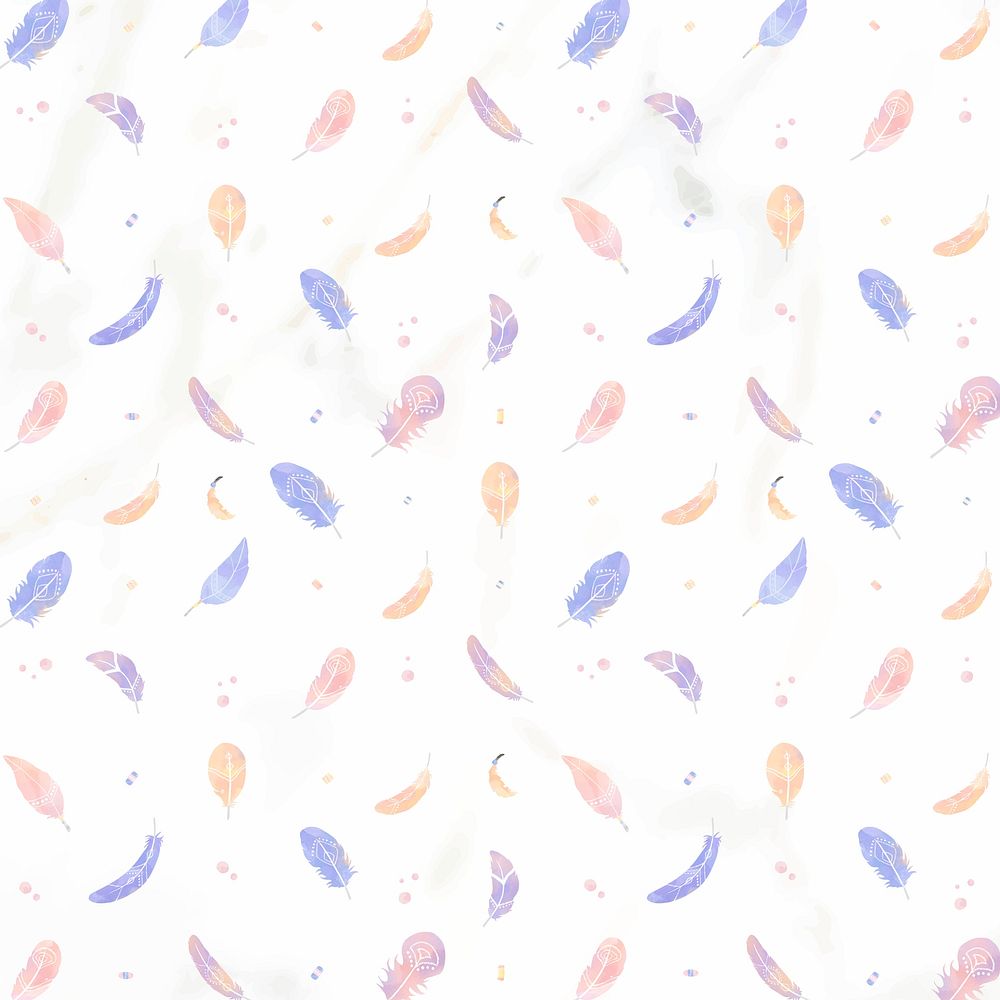 Watercolor feather Boho pattern vector background