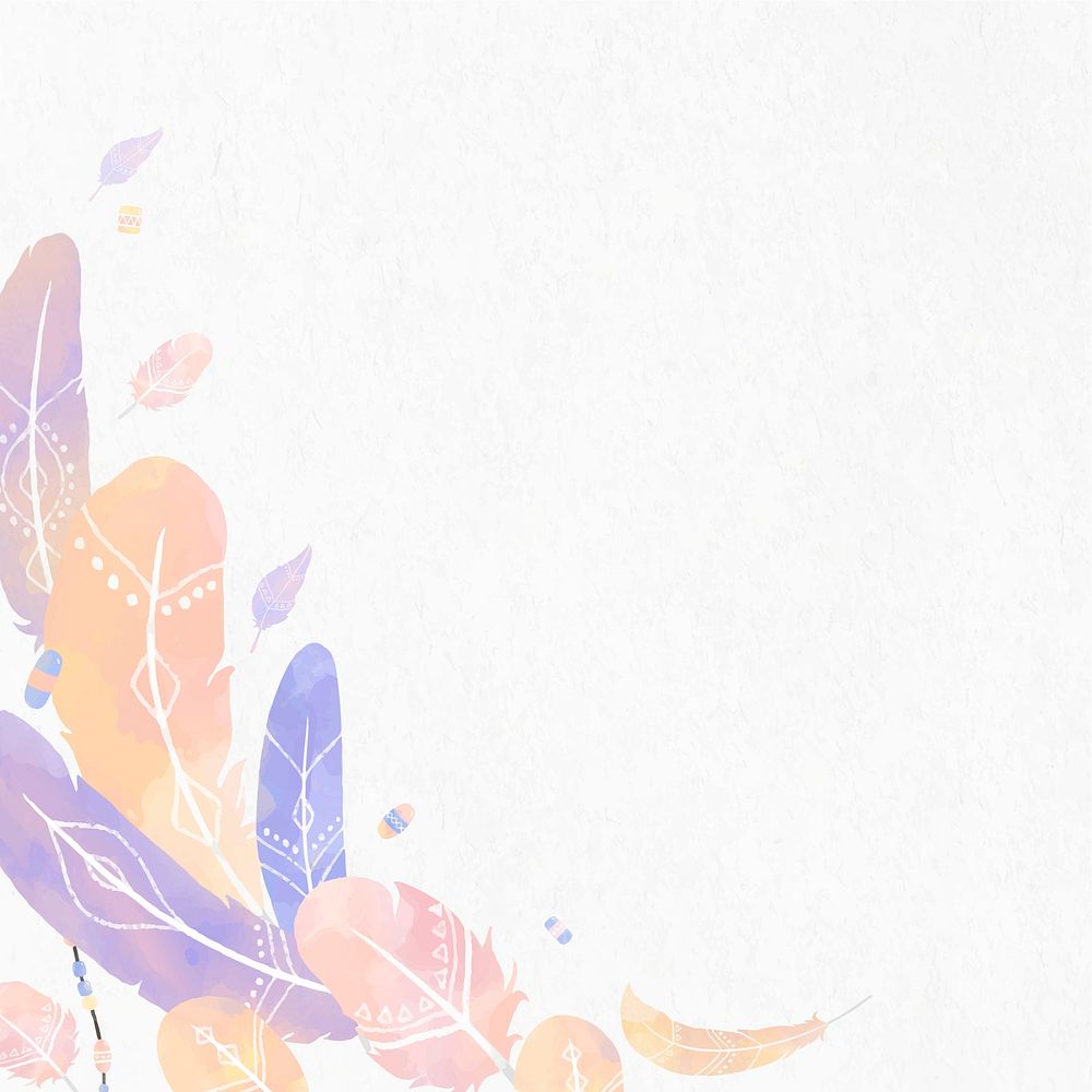 Watercolor feather side border vector Boho style