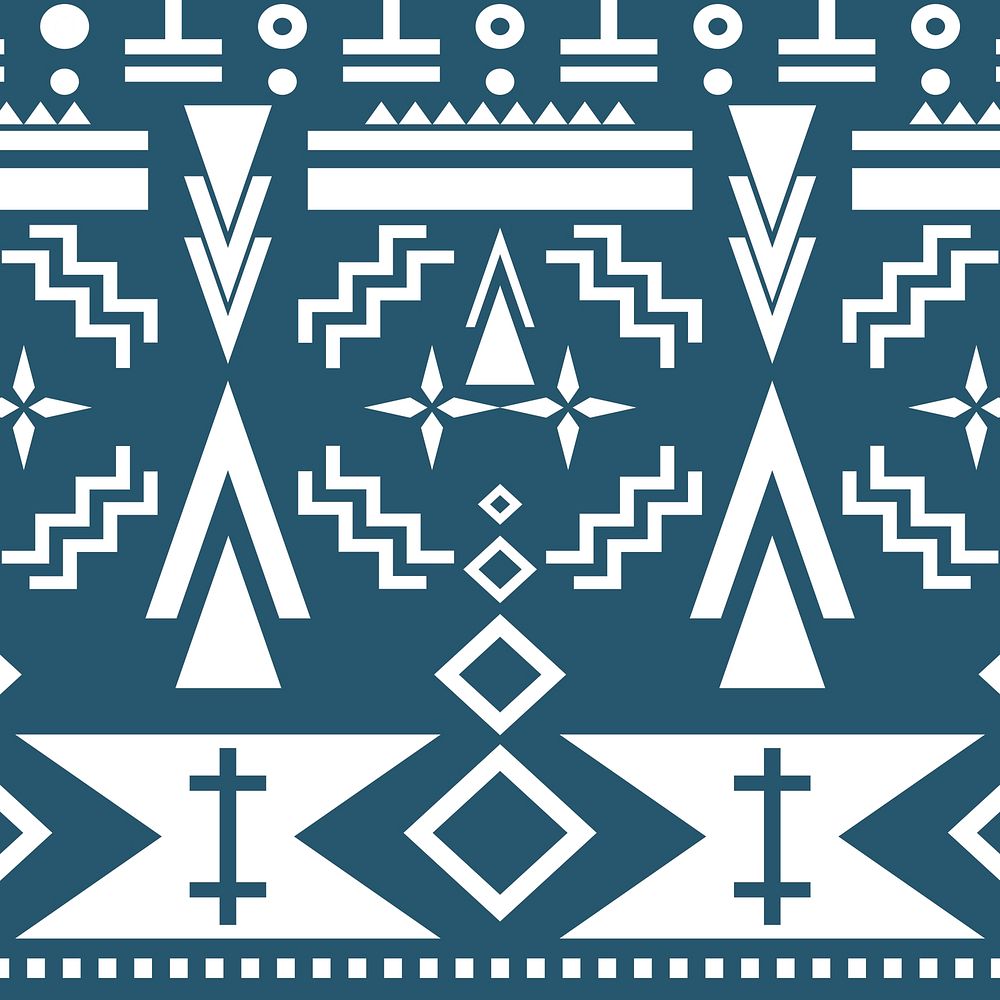 Native American seamless pattern, blue background vector