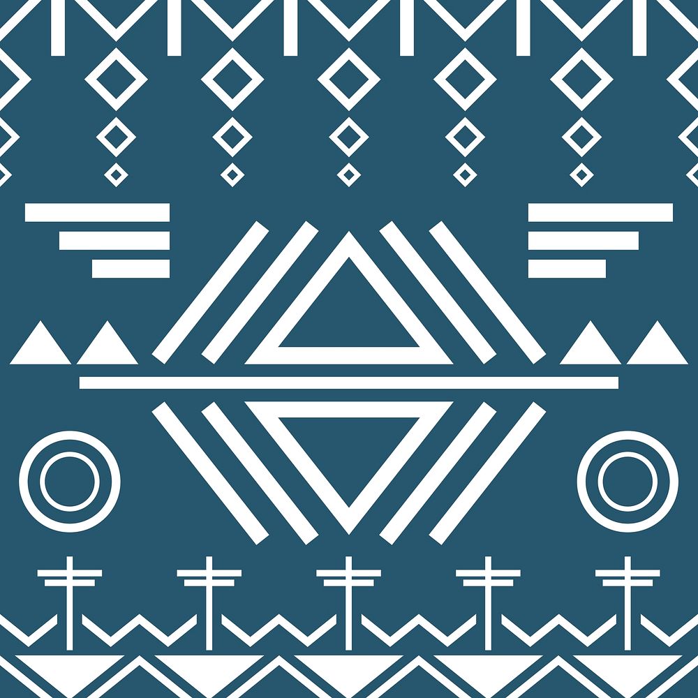 Ethnic geometric pattern, blue background vector