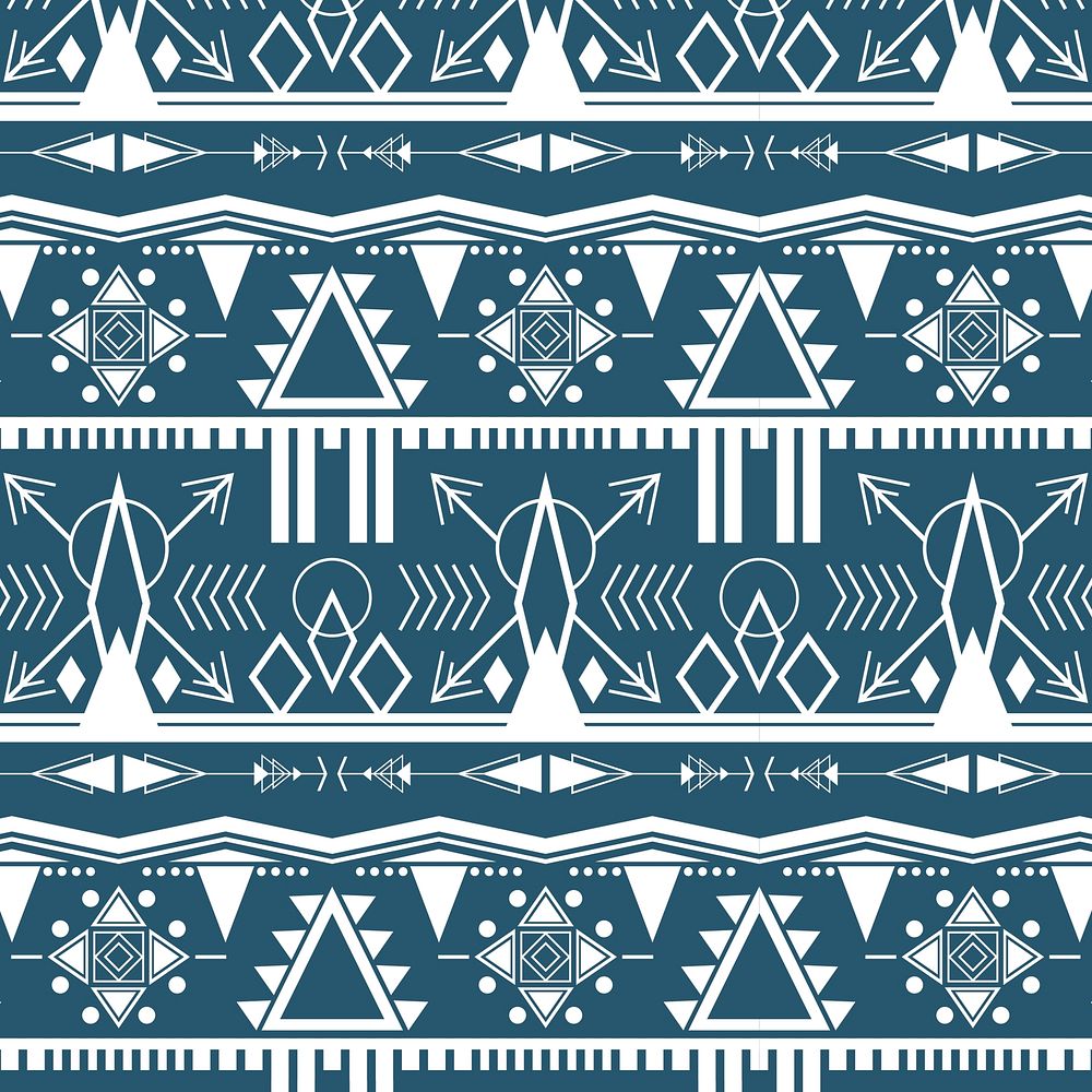 Tribal Aztec pattern, ethnic blue background vector
