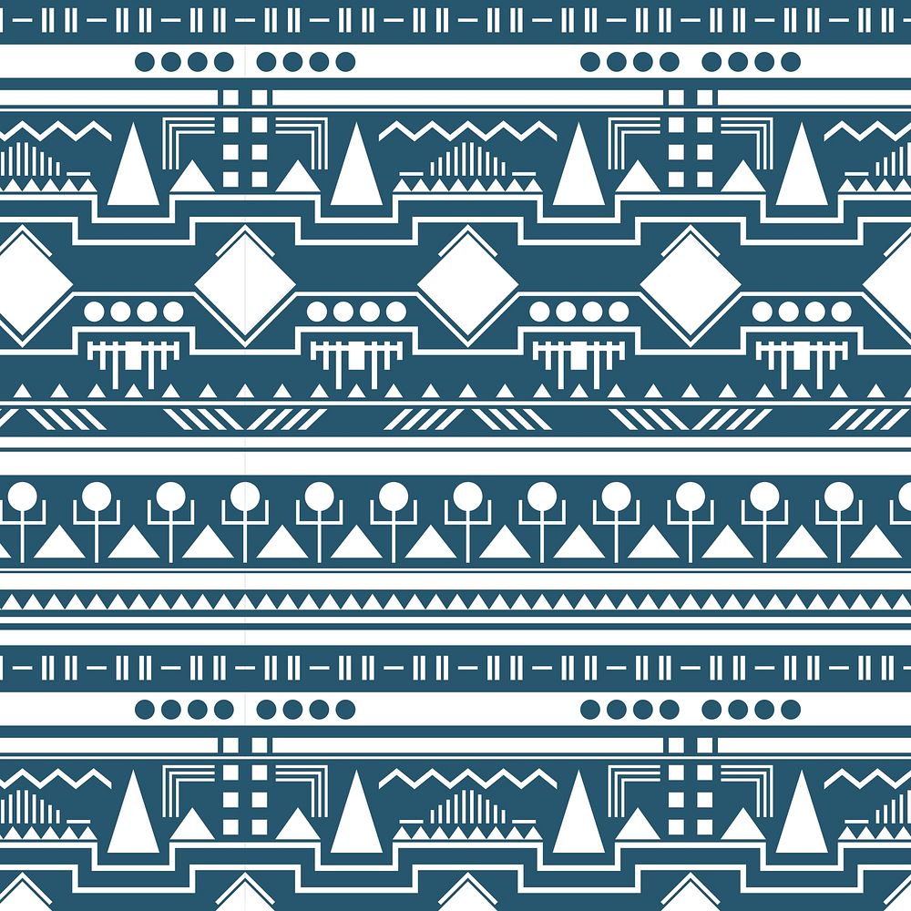  Tribal Aztec pattern background vector, white and blue textile