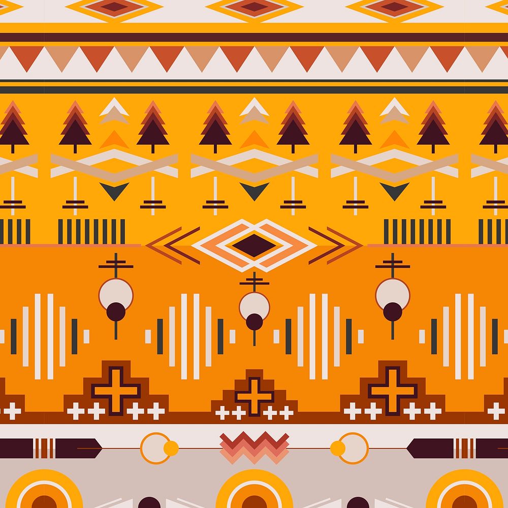 Seamless pattern, tribal background vector, yellow design