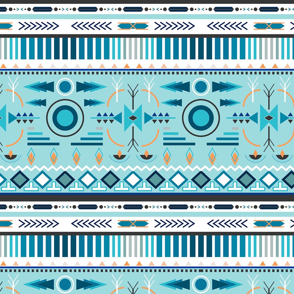 Tribal seamless pattern, blue background vector