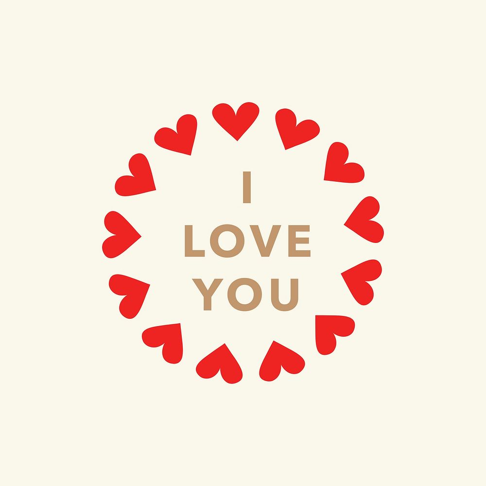 I Love You psd Valentine&rsquo;s day greeting sticker