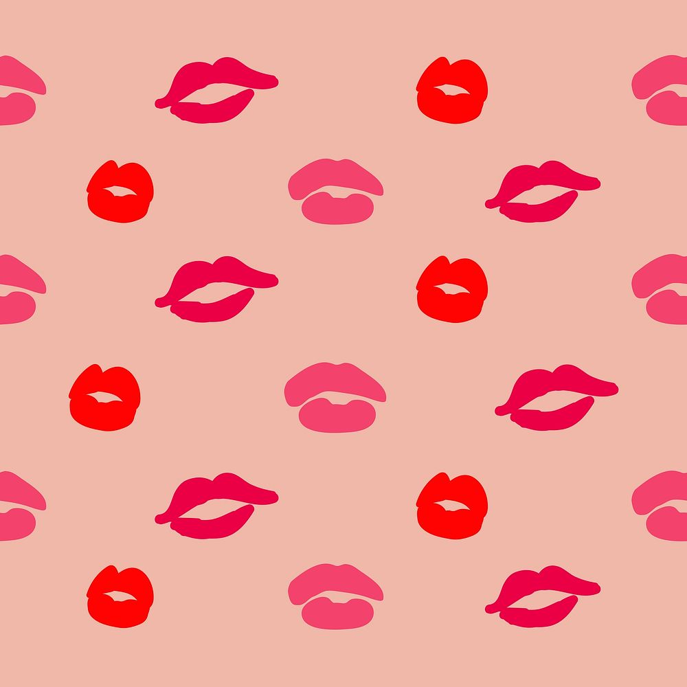 Valentine&rsquo;s day lipstick pattern on pink background