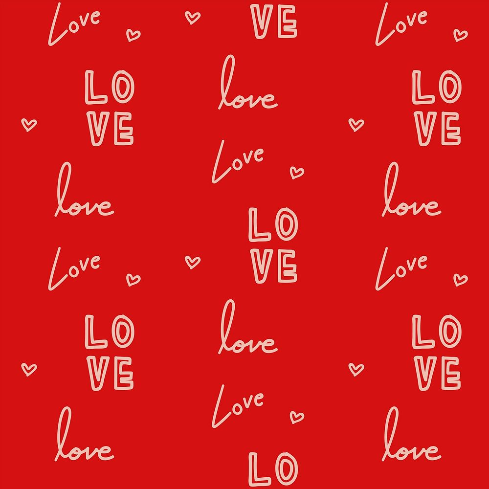 LOVE typography pattern on red background