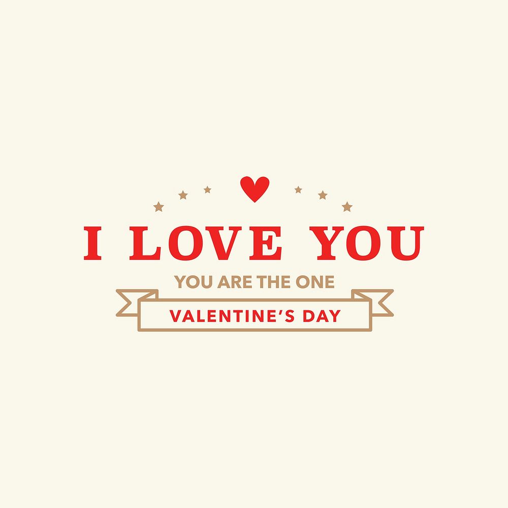 Valentine&rsquo;s day greeting sticker psd I Love You