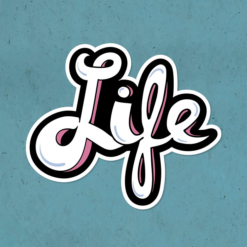 Handwritten life illustration vector sticker