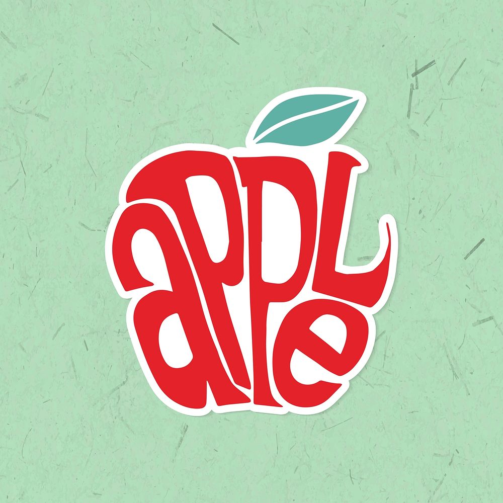 Red apple illustration sticker vector
