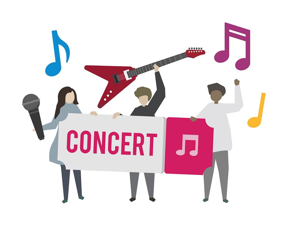 Musicians playing at concert illustration