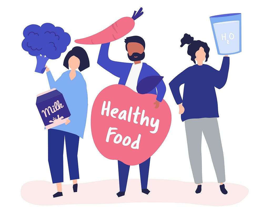 People holding healthy food icons | Premium Vector - rawpixel