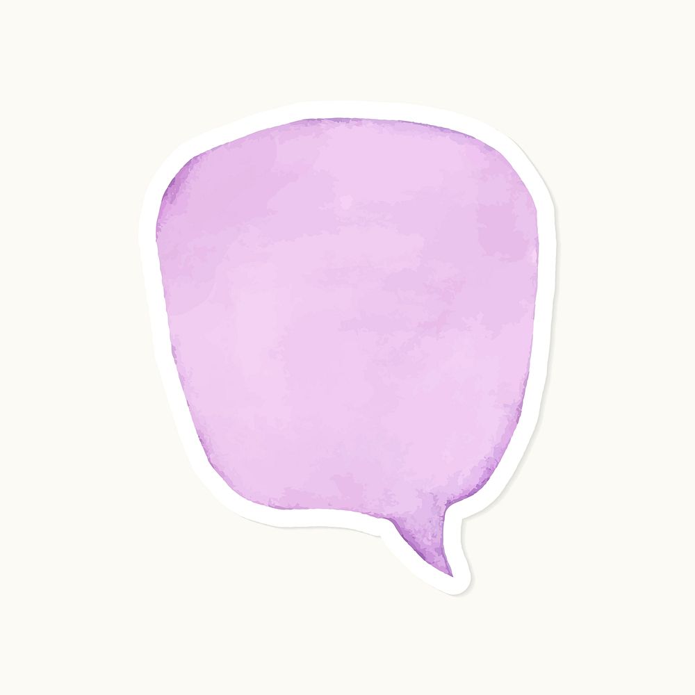 Hand drawn purple speech bubble sticker vector