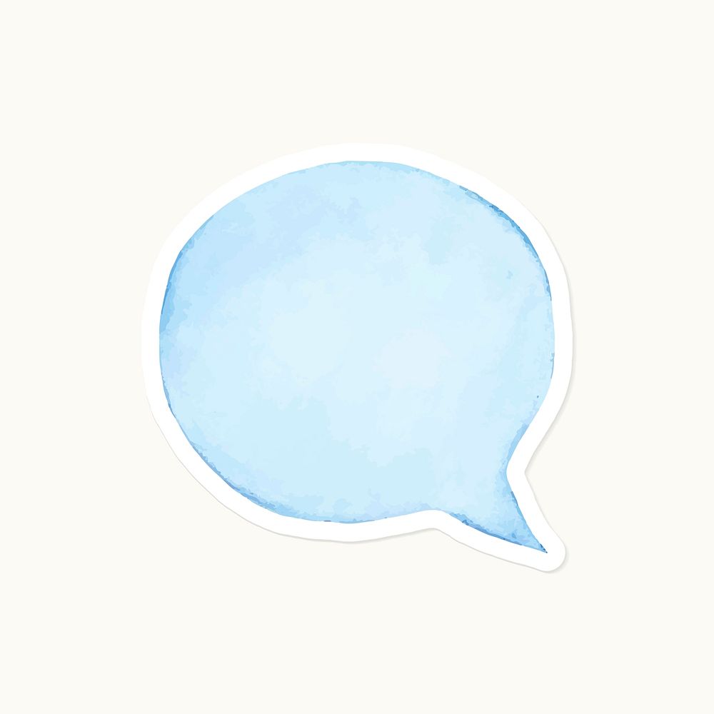 Hand drawn blue speech bubble sticker vector
