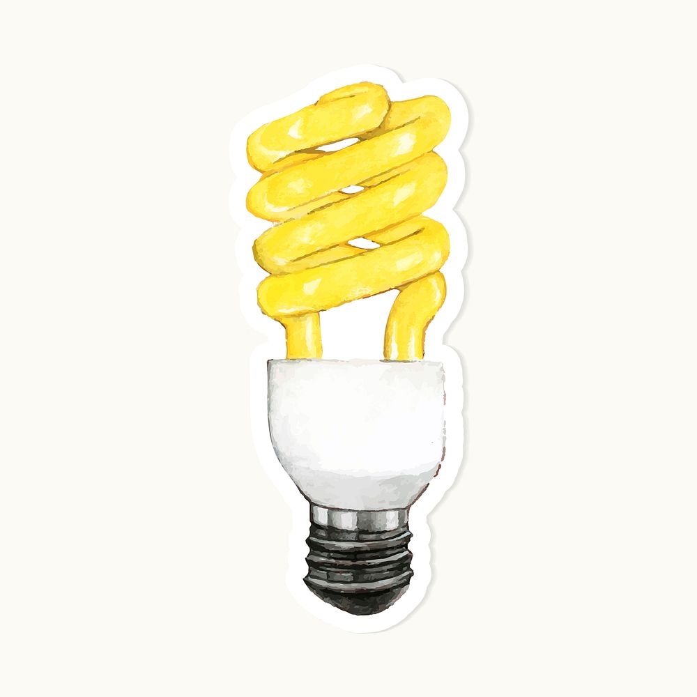 Hand drawn yellow light bulb sticker vector