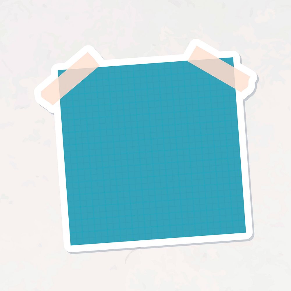 Blank teal blue notepaper journal sticker vector