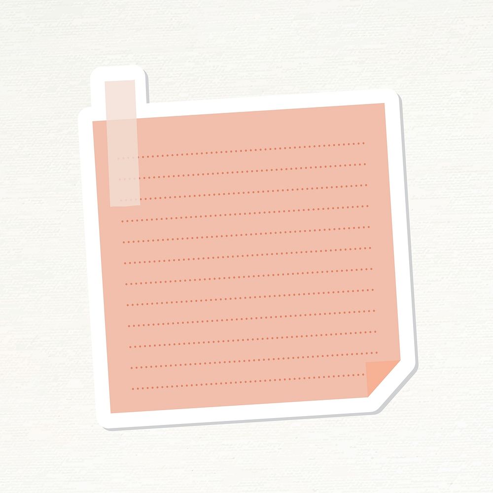 Salmon pink dotted notepaper journal sticker vector