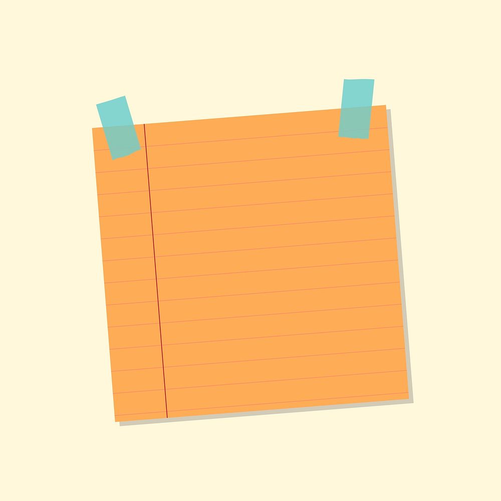 Orange lined notepaper journal sticker vector