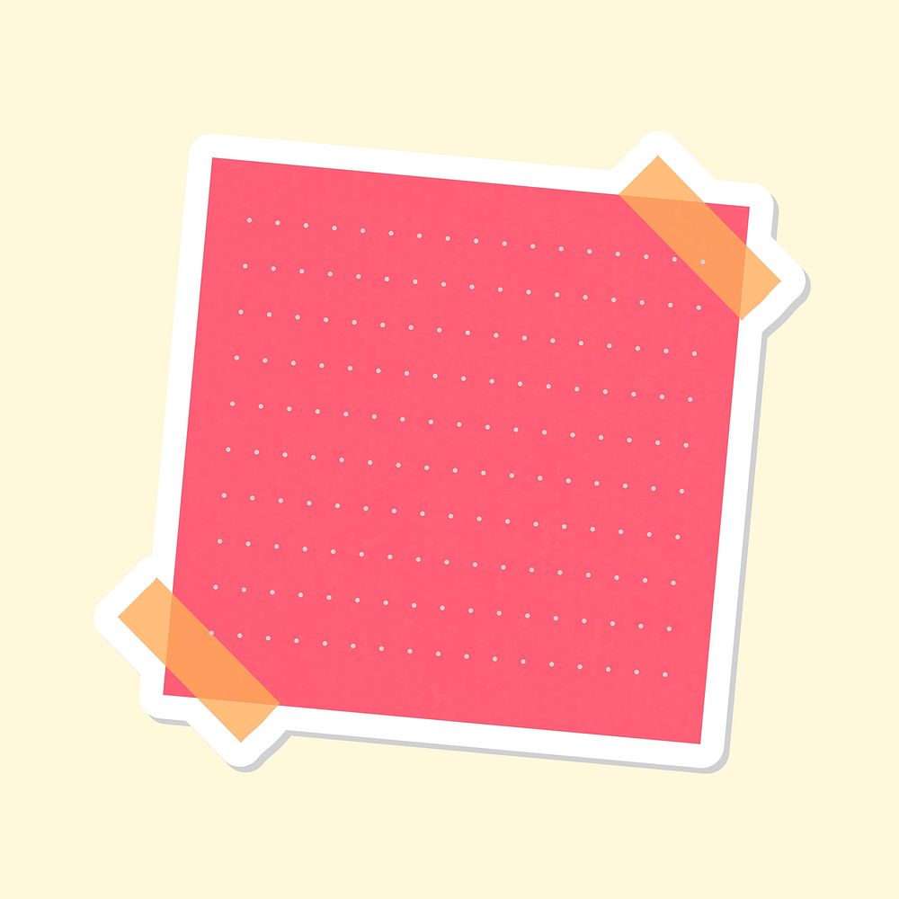 Hot pink dotted notepaper journal sticker vector
