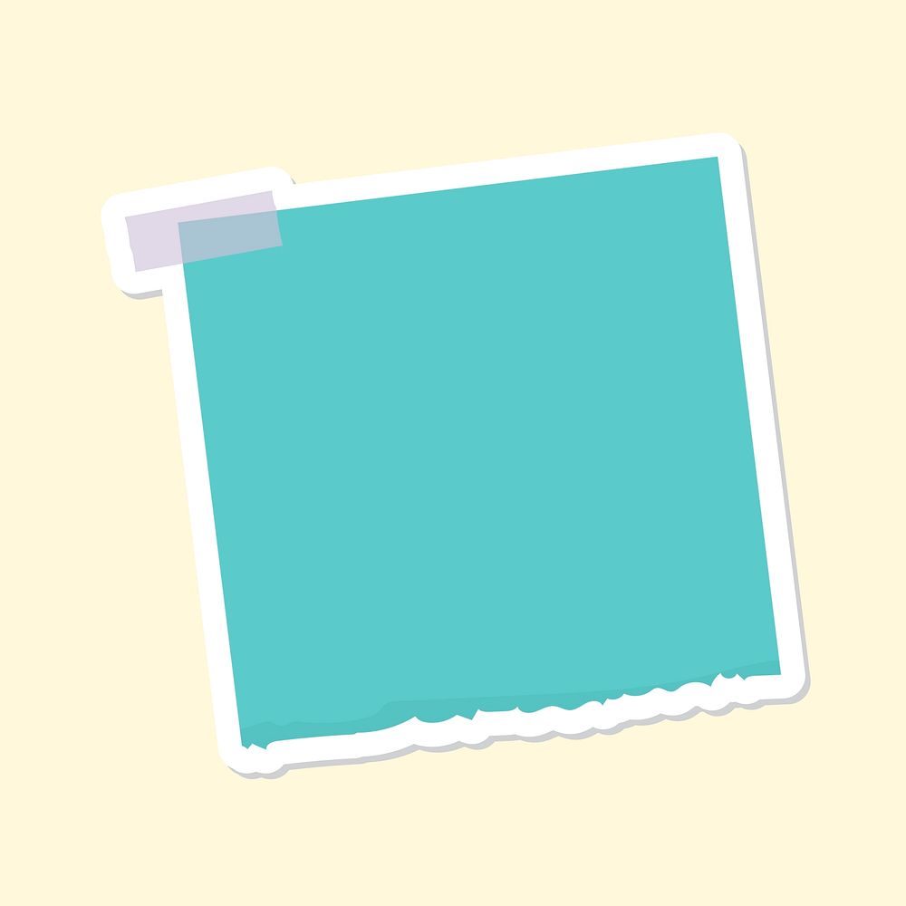 Turquoise notepaper journal sticker vector