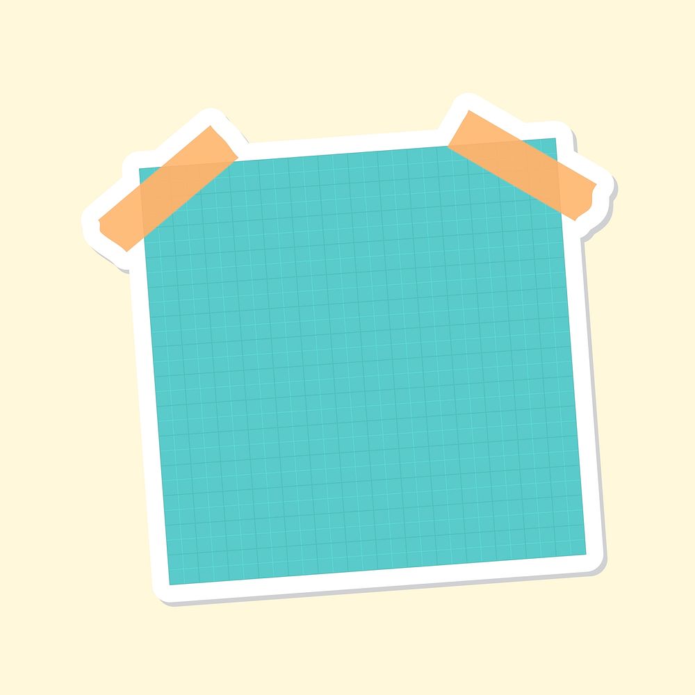 Turquoise grid notepaper journal sticker vector
