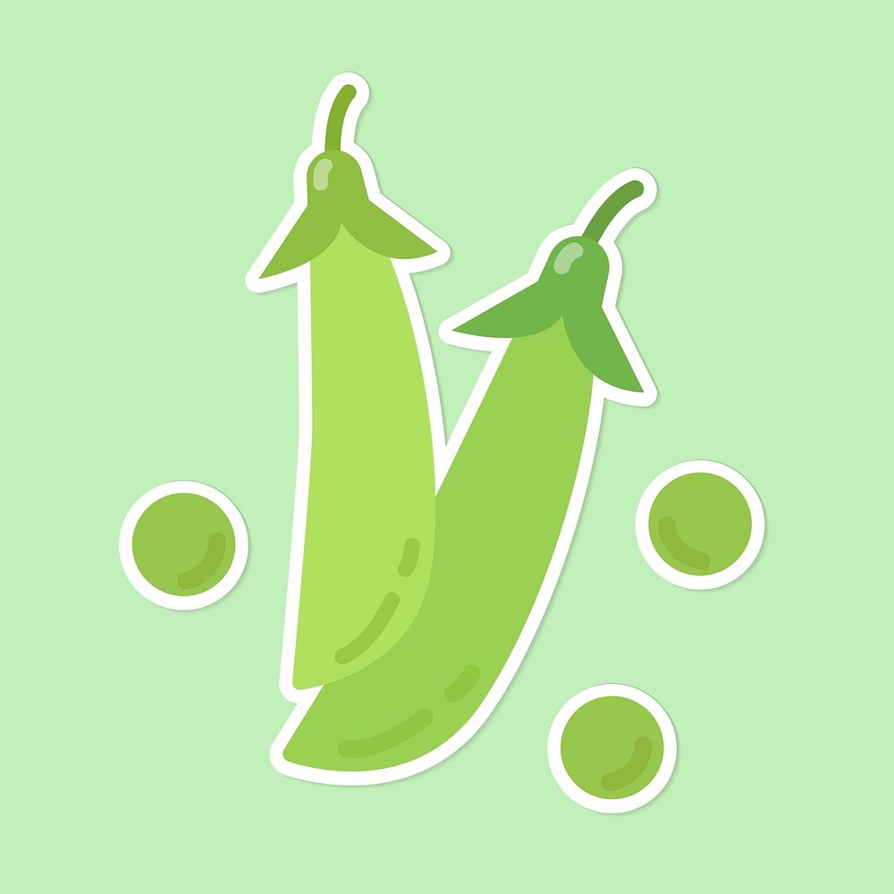 Colorful green bean vegetable sticker