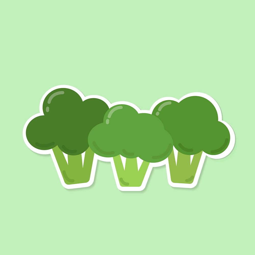 Vector pastel broccoli vegetable sticker cartoon clipart