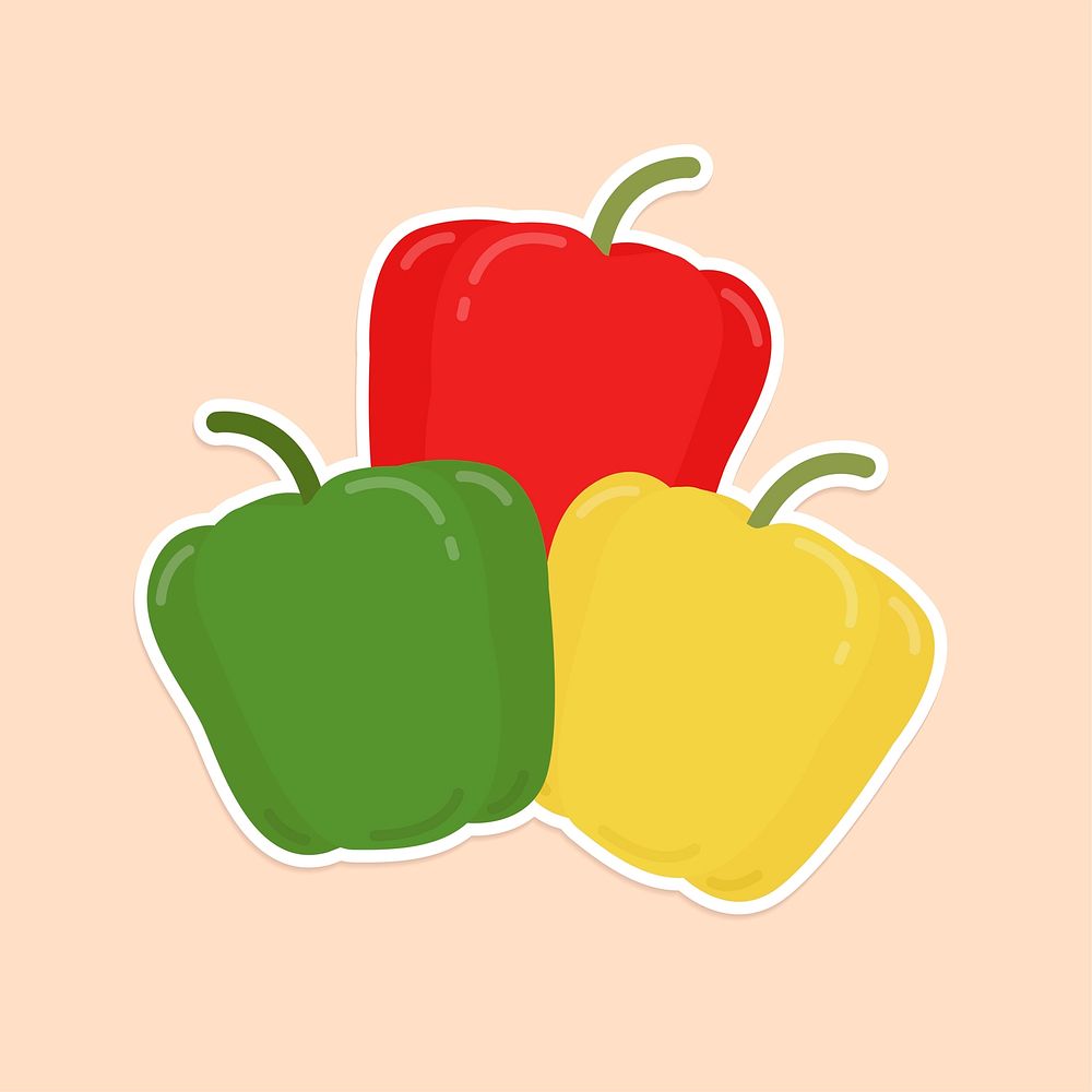 Colorful bell pepper food sticker clipart