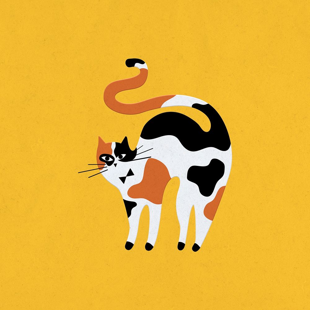 Multicolor kitten psd flat animal illustration