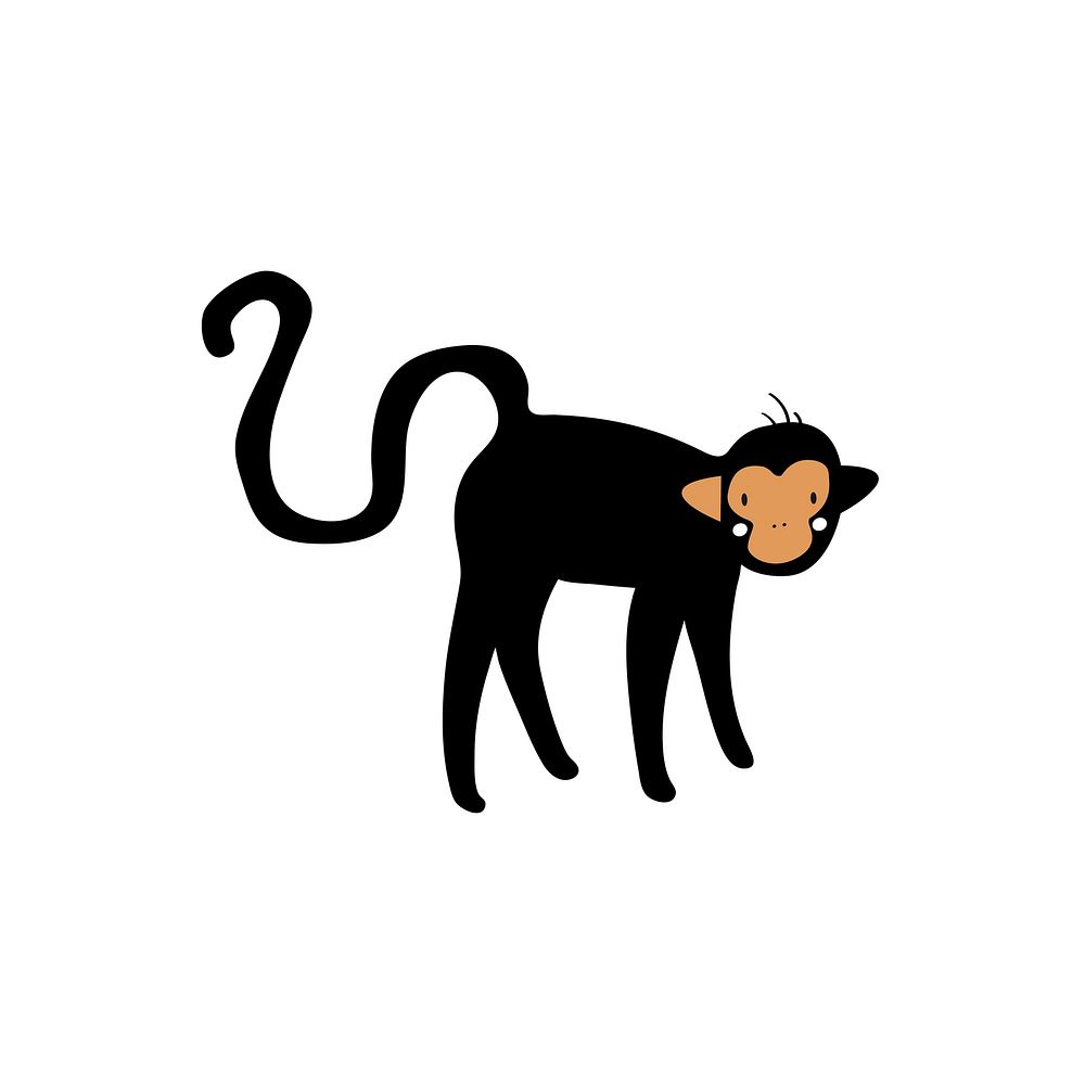 Cute flat illustration of monkey in black
