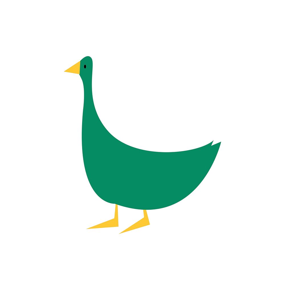 Green duck hand-drawn flat illustration