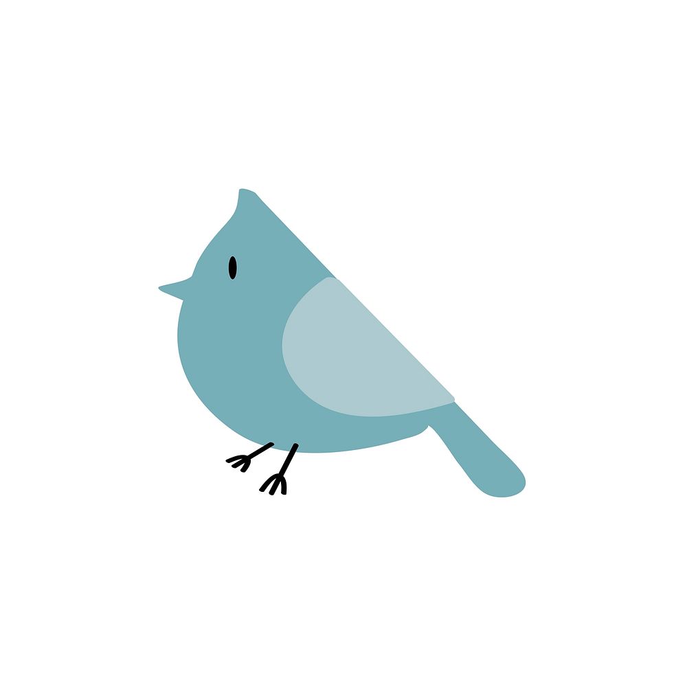 Adorable blue chubby bird flat illustration