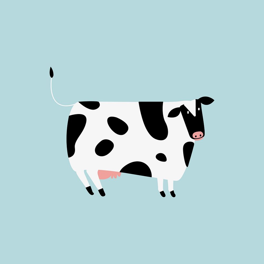 Flat illustration of black and white cattle