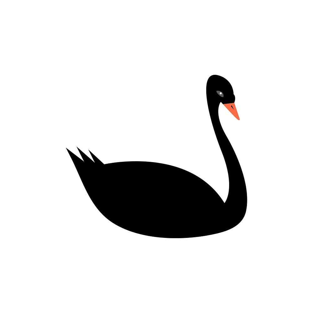 Black swan cute flat illustration