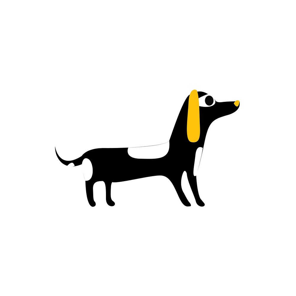 Cute flat illustration of dachshund dog in black
