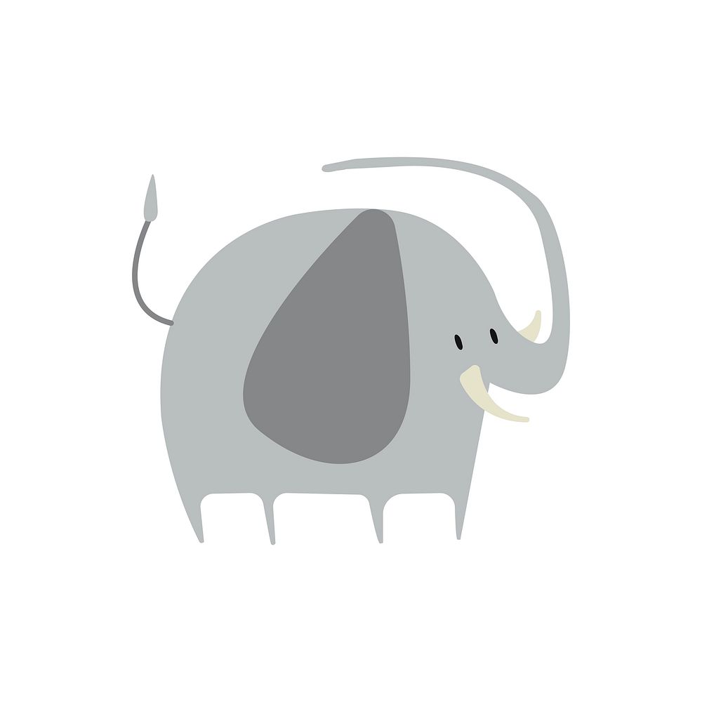 Cute gray elephant flat illustration
