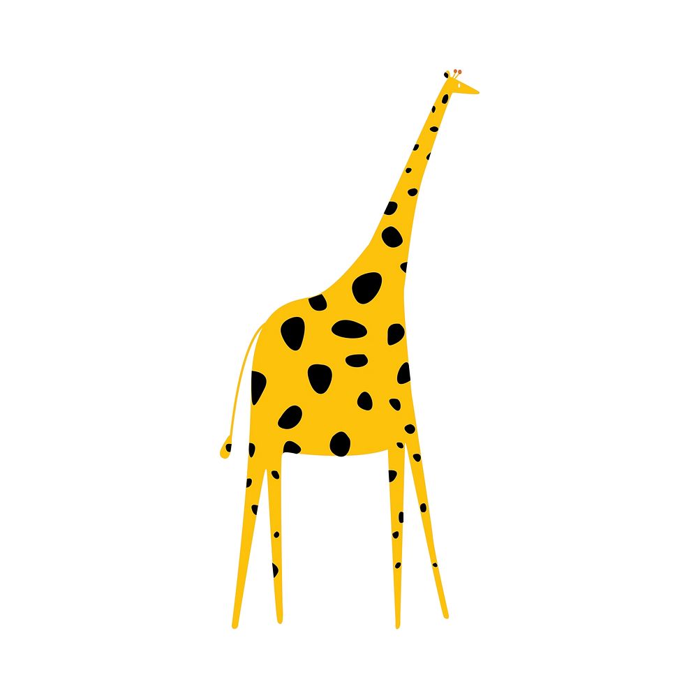 Cute yellow giraffe flat animal illustration