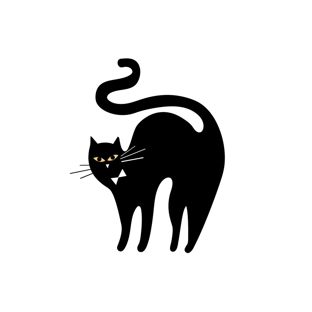 Adorable black cat flat illustration