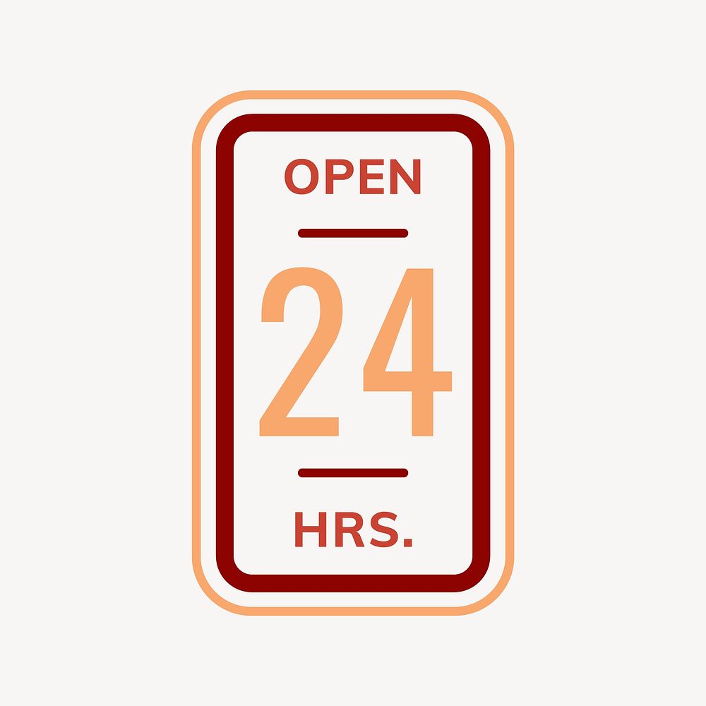Open 24 hrs logo editable shop badge sticker design text vector