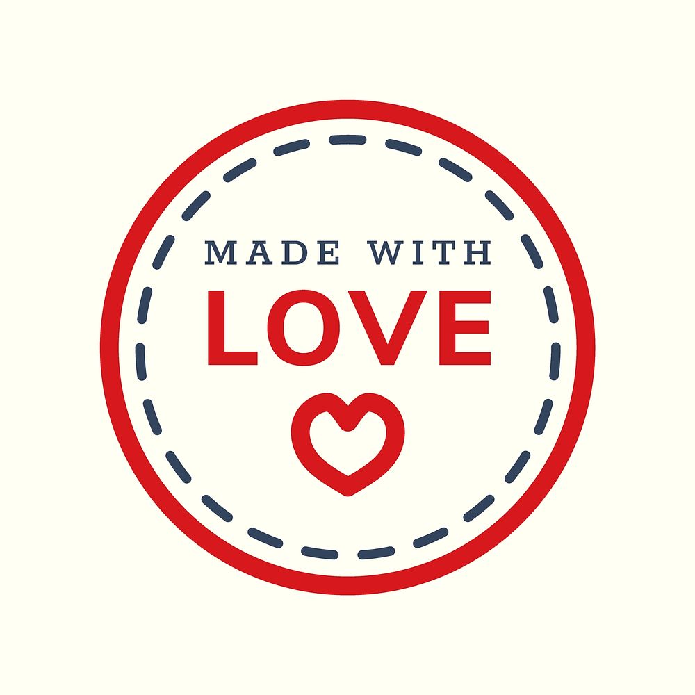 Made with love logo template, badge sticker design vector